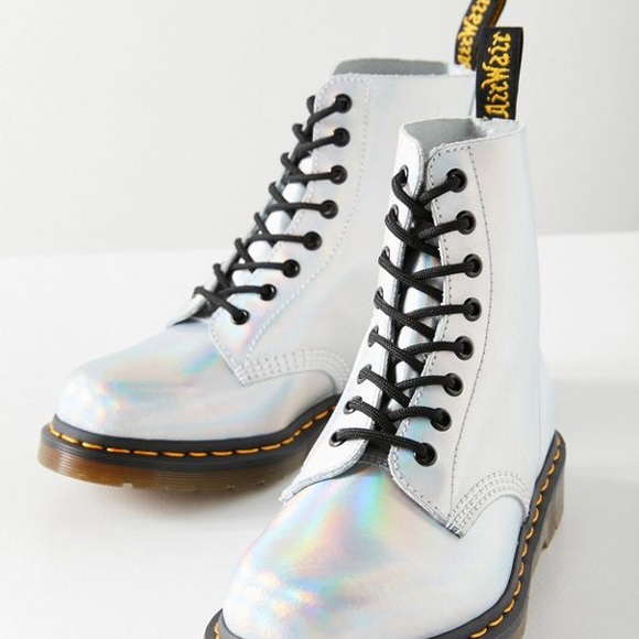 Dr Marten Pascal Ankle Combat Boot Metallic Silver - Picture 3 of 8